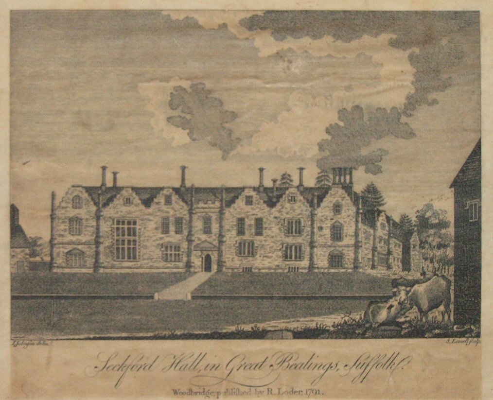 Print - Seckford Hall, in Great Bealings, Suffolk - Loroell